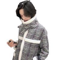 兰奥女款时尚直筒条纹长款复合皮毛一体羊毛皮草大衣