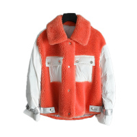 复合皮毛一体女装羊毛皮草白鸭绒羽绒服拼接短款