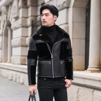 男款时尚短款复合皮毛一体羊毛皮草