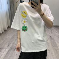 新款短袖女笑脸小雏菊夏季宽松t恤网红ins超火洋气时尚上衣