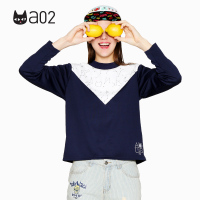 a02A.PLUS韩范少女系拼色星座图案落肩款卫衣女DES5B0131KT