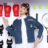 a02商场同款潮流卡通字母圆领短款牛仔外套女潮D1S1B0011JK