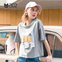 a02新款休闲百搭贴布棉质短袖T恤女夏DTT2C0291KT