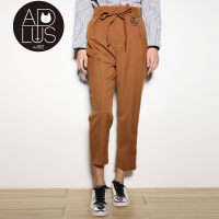 a02A.PLUS新款时尚净色复古腰带简约休闲裤女潮D9S6D0031PN
