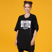 a02商场同款时尚个性小黑蝙蝠袖宽松T恤女潮D1S5A0651KT