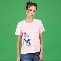 a02新款少女ins超火口袋印花宽松短袖T恤女夏DTT2C0451KT