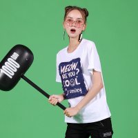 a02新款时尚贴布图案圆领百搭基本款T恤女夏DTT2C0281KT