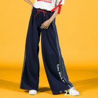a02新款潮流字母印花侧边条纹系带宽松阔腿裤女夏DTT2D0351PN