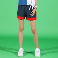 a02新款简约徽章拼色抽绳系带宽松运动短裤女夏DTT2D0211PN