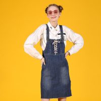 a02新款俏皮少女潮流系带毛边牛仔裙背带裙连衣裙DTS6C0231DR