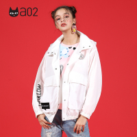 a02商场同款时尚简约BF风短款字母夹克外套女潮D1S5A1151JK