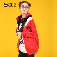 a02新款潮流撞色个性飘带V字图案棉质外套女DTT1A0101KC