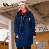 a02新款韩版秋冬金属扣中长款宽松保暖牛仔外套女DTT6D0041CT