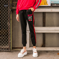 a02新款春秋条纹修身束脚裤休闲裤运动裤子长裤女DTT5A0641PN