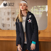 a02新款韩版秋冬学生宽松中长款毛呢上衣外套女DTT6D0061CT