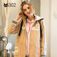 a02新款少女徽章大口袋保暖宽松毛呢外套女DTT5B0011CT