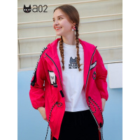 a02新款春款嘻哈少女印花收腰显瘦夹克chic女DTU1A0261JK