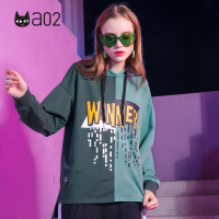 a02新款春秋韩版印花宽松连帽卫衣裙连衣裙女DTT5A0761DR