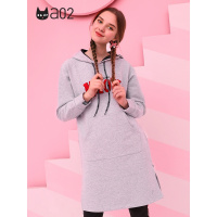 a02新款春秋学生中长款印花连帽宽松卫衣连衣裙女DTT6C0021DR