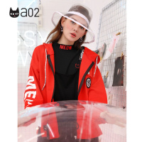 a02新款秋冬街头风印花拼色不规则短款外套chic女DTT6D0521KC