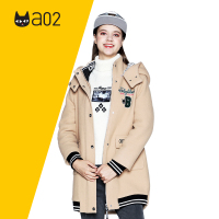 a02商场同款冬时尚潮流休闲字母连帽毛呢大衣女D1S6C0121CT