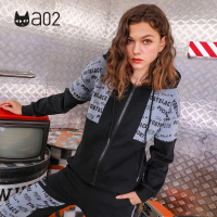 a02新款春秋短款韩版印花宽松连帽ins外套女潮DTT6C0111KC