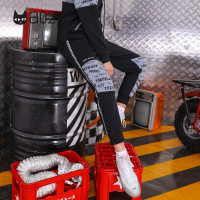 a02新款印花宽松束脚早秋裤子休闲裤女DTT6C0121PN