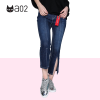 a02新款时尚个性织带开叉裤腿喇叭裤宽松牛仔裤女D1T1A0341PN