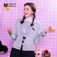 a02商场同款复古花边高领时尚系带甜美卫衣女D1T1A0821KT