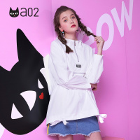 a02新款春款背面小黑印花下摆系带宽松套头夹克女DTU1A0281JK