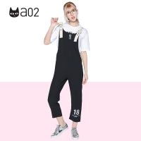 a02商场同款潮流简约少女字母刺绣宽松工装裤背带裤D1T1A0701PN