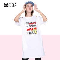a02商场同款潮流印花ins超火露肩宽松T恤连衣裙女D1T3D0231DR