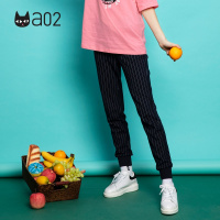 a02新款潮流A.PLUS印花条纹宽松束脚休闲裤女DTU1A0471PN