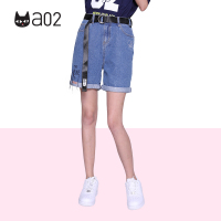 a02商场同款简约复古少女个性卷边字母牛仔短裤热裤D1T2C0491PN