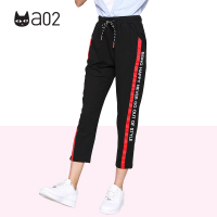 a02商场同款时尚侧边条纹印花抽绳系带七分休闲裤女D1T0D0A01PN