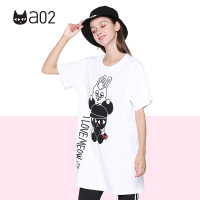 a02商场同款潮流chic印花bf宽松T恤连衣裙女D1T3D0091DR