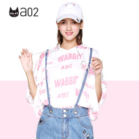 a02商场同款时尚少女字母印花蝙蝠袖宽松短袖T恤女D1T2D0481KT