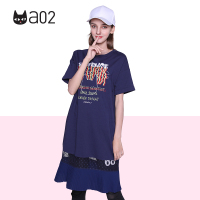 a02商场同款个性拼接风波点透视百褶裙摆少女T恤裙D1T2C0541DR