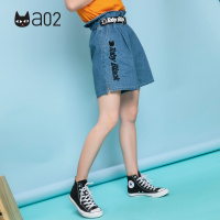 a02新款潮流可调节腰带字母刺绣高腰牛仔短裤女DTU2D0851PN