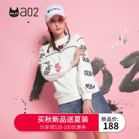a02新款个性街头风玩趣字母印花潮长袖圆领卫衣女DTU5A0291KT