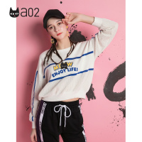 a02新款时尚条纹拼接卡通印花短款针织毛衣女潮DTU5A0621ST