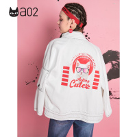 a02新款潮流街头风玩趣印花抽绳夹克拉链立领外套女DTU5A0551JK