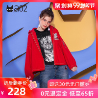 a02新款秋冬时尚猫咪短款廓形mm宽松连帽夹克女潮DTU5B0141JK