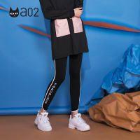 a02新款潮流卡通字母印花不规则裤脚显瘦打底裤女DTU5B0801PN