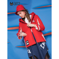 a02新款潮流撞色拼接大衣女中长款毛呢外套女DTU5A1011JK