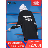 a02新款时尚宽松显瘦字母印花中长款连帽外套女DTU5BA131KC