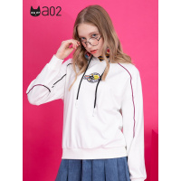 a02新款时尚卡通刺绣撞色条纹拼接连帽卫衣女潮DTU6CA101KT