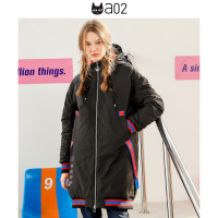 a02商场同款潮流bf风亮片拼色保暖中长羽绒服女D1T6C0151CT