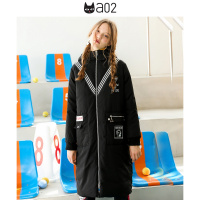 a02商场同款潮酷印花连帽保暖面包服长款羽绒服女D1T6C0B71CT