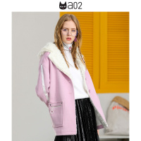 a02商场同款减龄少女刺绣毛毛帽子短款毛呢外套女D1T6D0B81CT